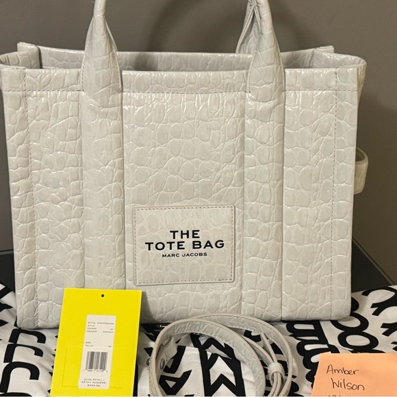 Marc Jacobs Medium Croc-Embossed White Tote - Picture 6 of 6